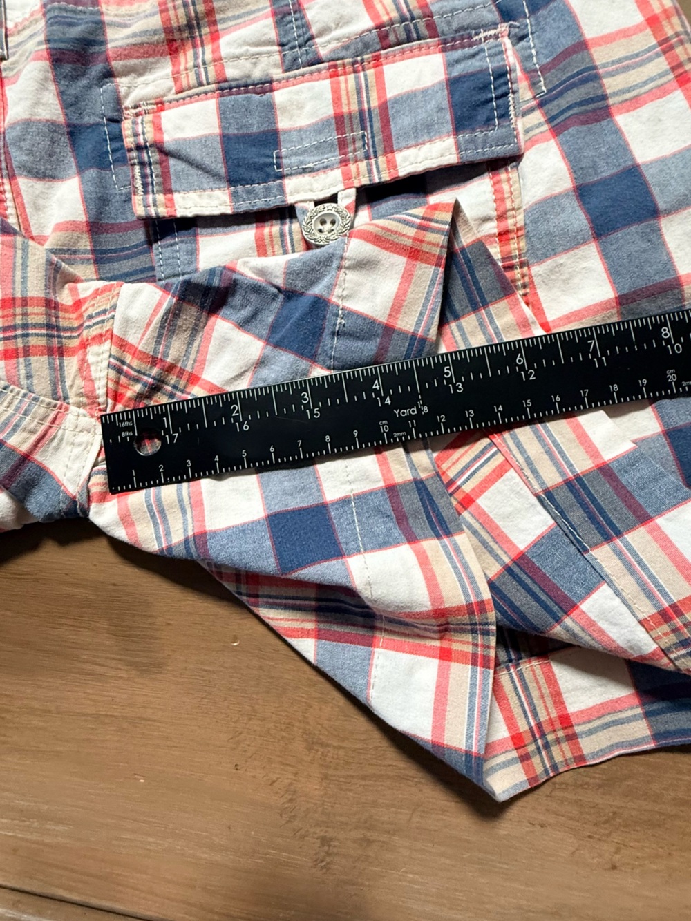 Levi’s California Plaid Cotton Stretch Shorts Red White Blue Casual Summer - Picture 11 of 11
